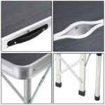 Set masa pliabila de gradina, 2 banci, camping, pescuit, tip valiza, 90 x 60 x 70 cm, aluminiu, gri - imagine 8