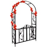 Arcada metalica pentru flori cu poarta, Gardebruk, pergola, cadru metalic, 225x115x37cm, negru