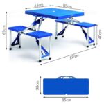Set masa pliabila de gradina, 4 scaune, camping, pescuit, tip valiza, aluminiu, albastru - imagine 5