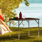 Masa pliabila gradina, camping, pescuit, 80 x 60 x 70 cm, MDF/aluminiu, maro - imagine 5