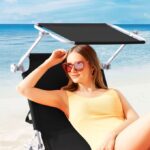Sezlong cu parasolar, Hawaii, pliabil, rezistent la UV, antracit, 195 x 60 x 30 cm, Casaria® - imagine 8