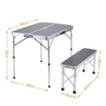 Set masa pliabila de gradina, 2 banci, camping, pescuit, tip valiza, 90 x 60 x 70 cm, aluminiu, gri - imagine 10