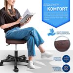Scaun taburet TRESKO® pentru cosmetica/cabinet medical/laborator, rotire la 360°, inaltime reglabila intre 47 - 60 cm, piele ecologica, maro - imagine 6
