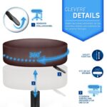 Scaun taburet TRESKO® pentru cosmetica/cabinet medical/laborator, rotire la 360°, inaltime reglabila intre 47 - 60 cm, piele ecologica, maro - imagine 4