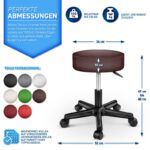 Scaun taburet TRESKO® pentru cosmetica/cabinet medical/laborator, rotire la 360°, inaltime reglabila intre 47 - 60 cm, piele ecologica, maro - imagine 2