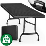 Masa pliabila gradina/camping,terasa,capacitate 200 kg, interior/exterior, 180x75x73cm,Tillvex,negru