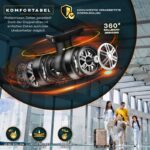 Set trolere pentru voiaj, 3 piese, marimi diferite, M, L, XL, include cantar, curele si eticheta pentru bagaje, maner telescopic, cu incuietoare, gold - imagine 7