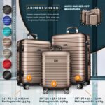 Set trolere pentru voiaj, 3 piese, marimi diferite, M, L, XL, include cantar, curele si eticheta pentru bagaje, maner telescopic, cu incuietoare, gold - imagine 5