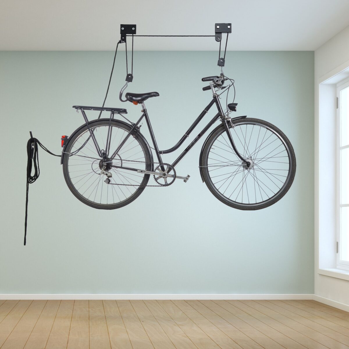 Suport biciclete, pentru tavan, cu elevator, capacitate 57 kg, Relaxdays - imagine 2
