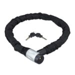 Lacat pentru biciclete, cu 2 chei, 1 metru, negru, Relaxdays