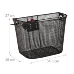 Cos metalic pentru bicicleta, cu maner, 7 x 34,5 x 26 cm, Relaxdays - imagine 4