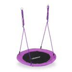 Leagan tip cuib pentru gradina, copii si adulti, ⌀ 90 cm, mov, Relaxdays
