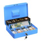 Caseta valori pentru bancnote si monede, albastru, 8,5 x 30,5 x 24,5 cm