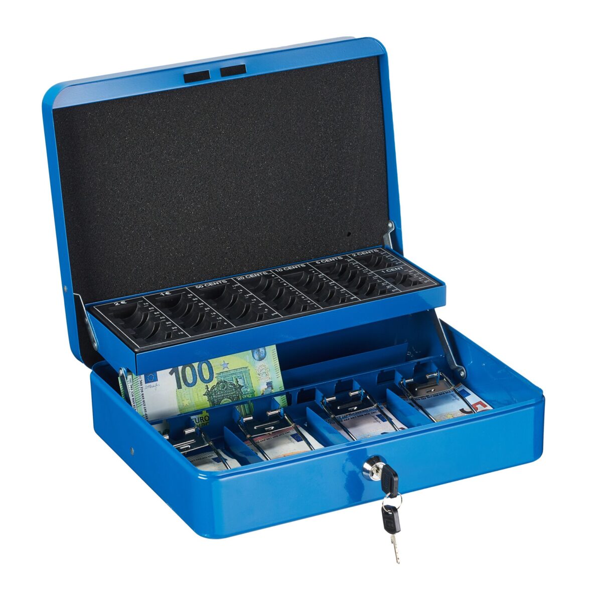 Caseta bani pentru monede si bancnote, albastru, 8.5 x 30.5 x 24.5 cm - imagine 2