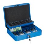 Caseta bani pentru monede si bancnote, albastru, 8.5 x 30.5 x 24.5 cm