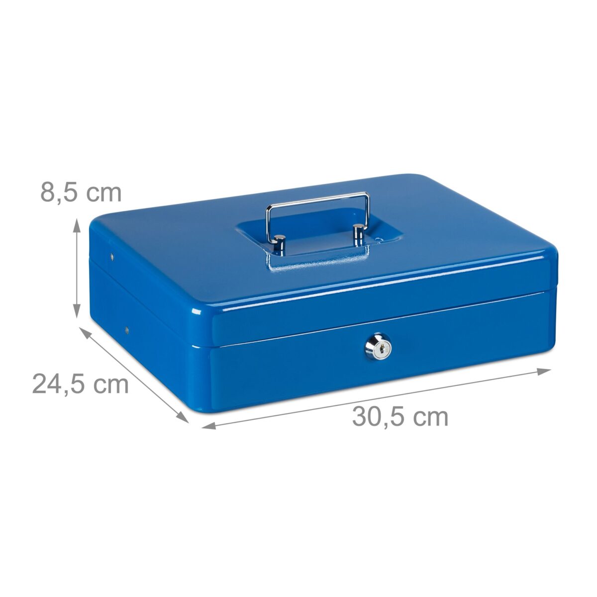 Caseta bani pentru monede si bancnote, albastru, 8.5 x 30.5 x 24.5 cm - imagine 4