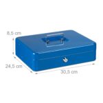 Caseta bani pentru monede si bancnote, albastru, 8.5 x 30.5 x 24.5 cm - imagine 4