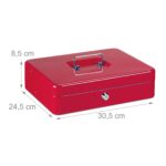 Caseta bani pentru monede si bancnote, rosu, 8.5 x 30.5 x 24.5 cm - imagine 6