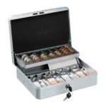 Caseta bani pentru monede si bancnote, gri deschis, 8.5 x 30.5 x 24.5 cm