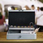 Caseta bani pentru monede si bancnote, gri deschis, 8.5 x 30.5 x 24.5 cm - imagine 2