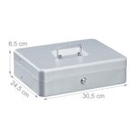 Caseta bani pentru monede si bancnote, gri deschis, 8.5 x 30.5 x 24.5 cm - imagine 5