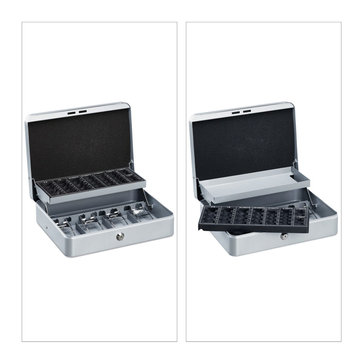Caseta bani pentru monede si bancnote, gri deschis, 8.5 x 30.5 x 24.5 cm - imagine 7