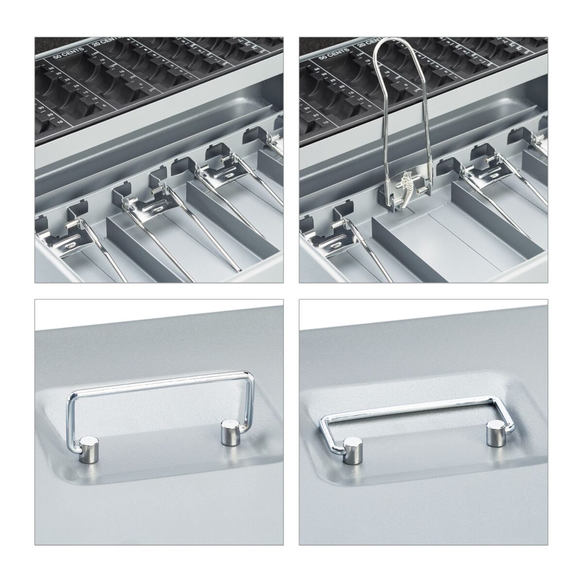 Caseta bani pentru monede si bancnote, gri deschis, 8.5 x 30.5 x 24.5 cm - imagine 8