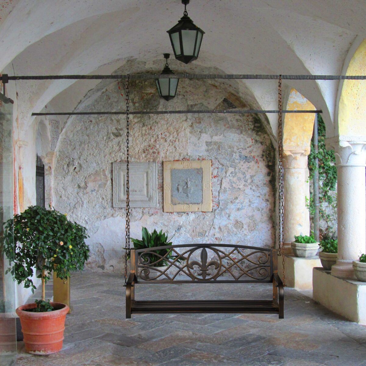 Leagan tip banca, capacitate 2 persoane, 197 x 133 x 58 cm, Relaxdays - imagine 2