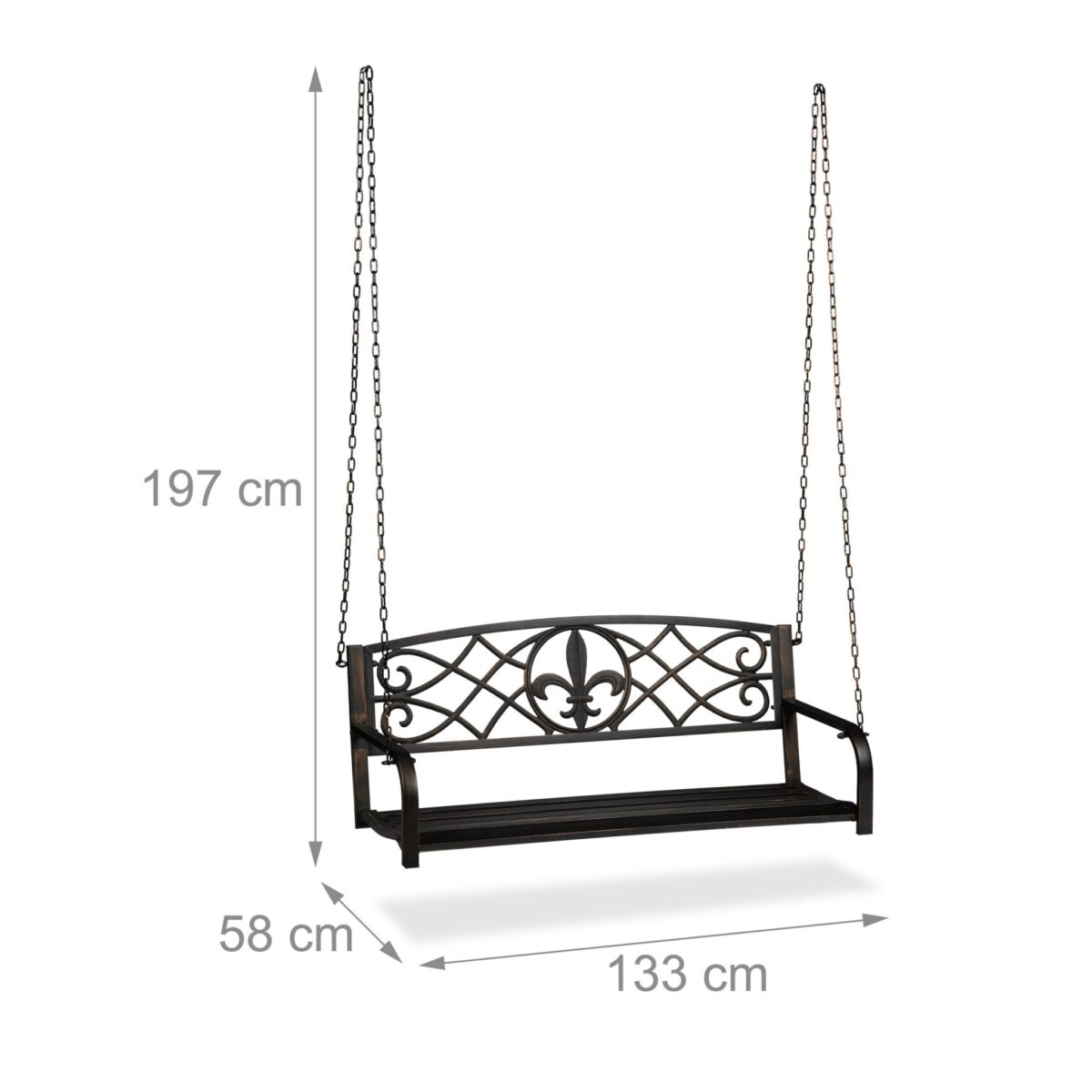 Leagan tip banca, capacitate 2 persoane, 197 x 133 x 58 cm, Relaxdays - imagine 4