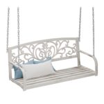 Leagan tip banca, capacitate 2 persoane, alb, 190 x 133 x 55 cm, Relaxdays