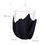 Hamac suspendat din bumbac, sarcina maxima 150 kg, interior/exterior, 150 x 100 x 40 cm, Relaxdays - imagine 4
