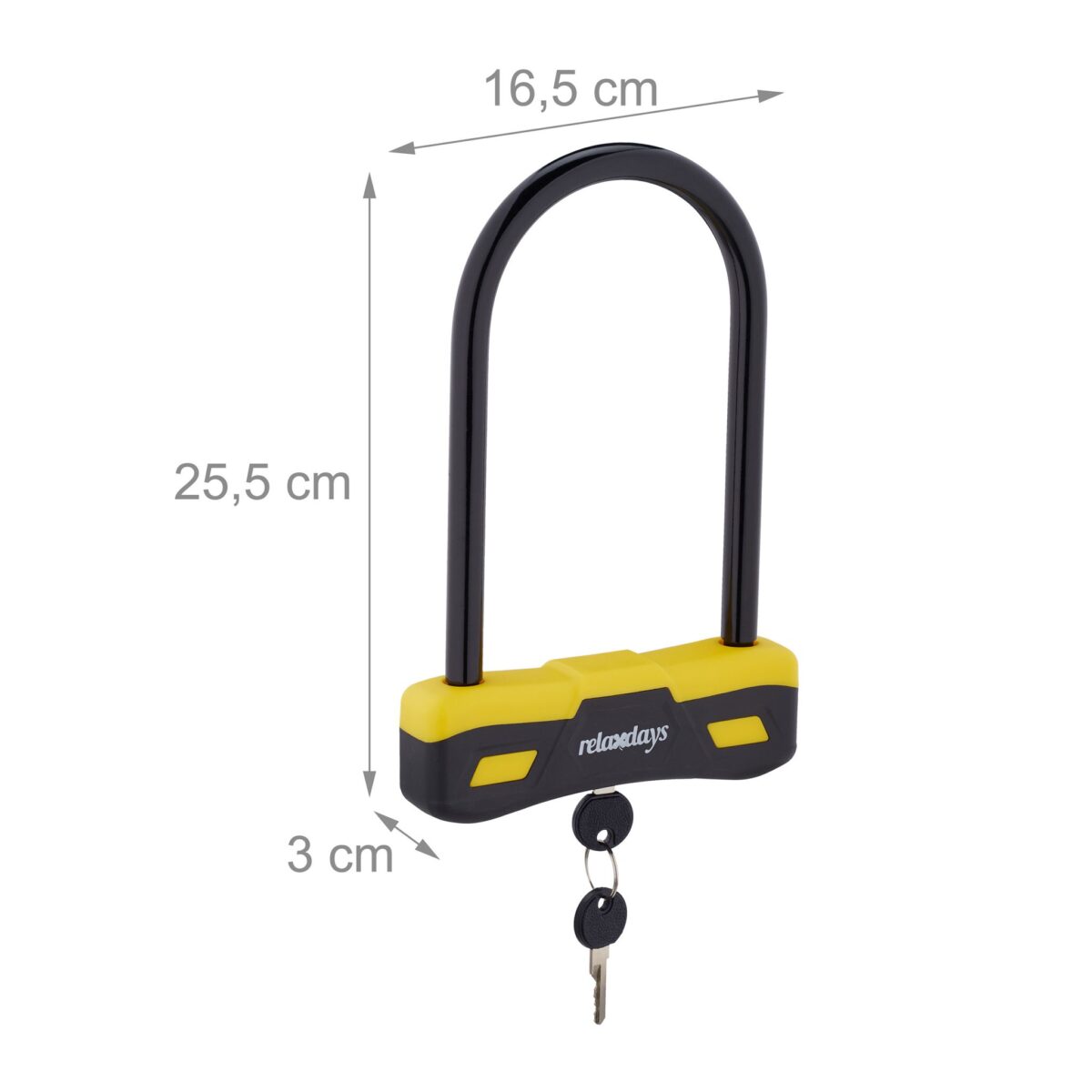 Lacat pentru biciclete, 25,5 x 16,5 x 3 cm, din otel, Relaxdays - imagine 4