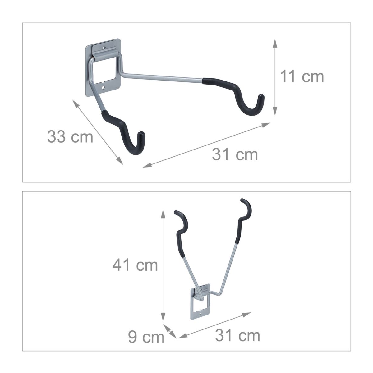 Suport bicicleta pentru perete, 11 x 31 x 33 cm, din otel, Relaxdays - imagine 4