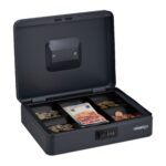 Caseta valori pentru bancnote si monede,  8,5 x 30,5 x 25 cm, negru