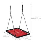 Leagan patrat tip cuib, 159 x 77 x 103 cm, rosu, Relaxdays - imagine 3