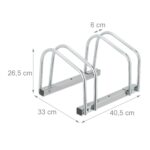 Suport pentru 2 biciclete, cu fixare pe sol, otel, 26 x 40,5 x 33 cm, Relaxdays - imagine 4
