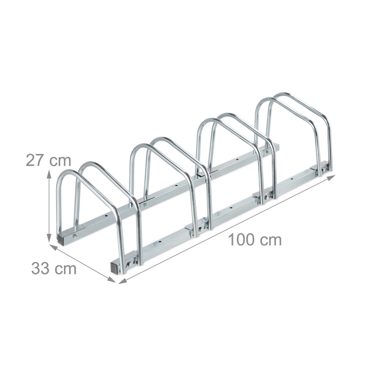 Suport pentru 4 biciclete, fixare pe sol, din otel, 27 x 100 x 33 cm, Relaxdays - imagine 3