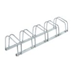Suport pentru 5 biciclete, fixare pe sol, otel, 27 x 130 x 33 cm, argintiu, Relaxdays