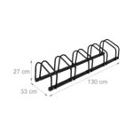 Suport pentru 5 biciclete, fixare pe sol, otel, 27 x 130 x 33 cm, negru, Relaxdays - imagine 4