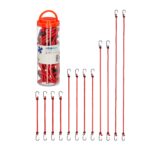 Set 12 cordoane elastice cu carlig/spanngummi, rosu, Relaxdays