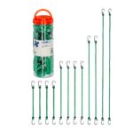 Set 12 cordoane elastice cu carlig/spanngummi, verde, Relaxdays