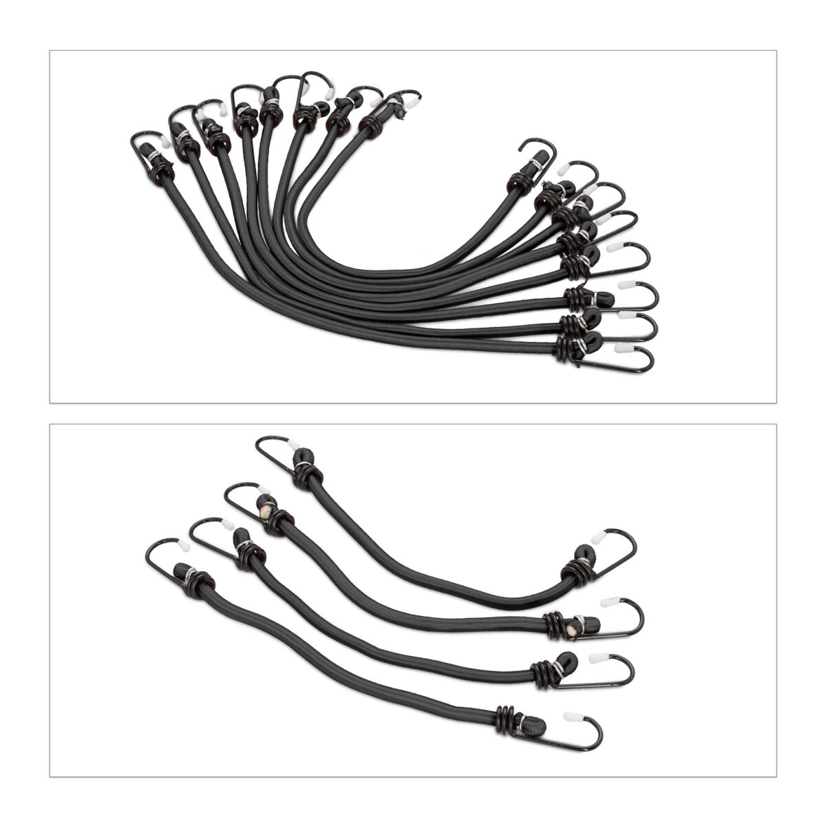 Set 24 cordoane elastice cu carlig/spanngummi, negru, Relaxdays - imagine 7