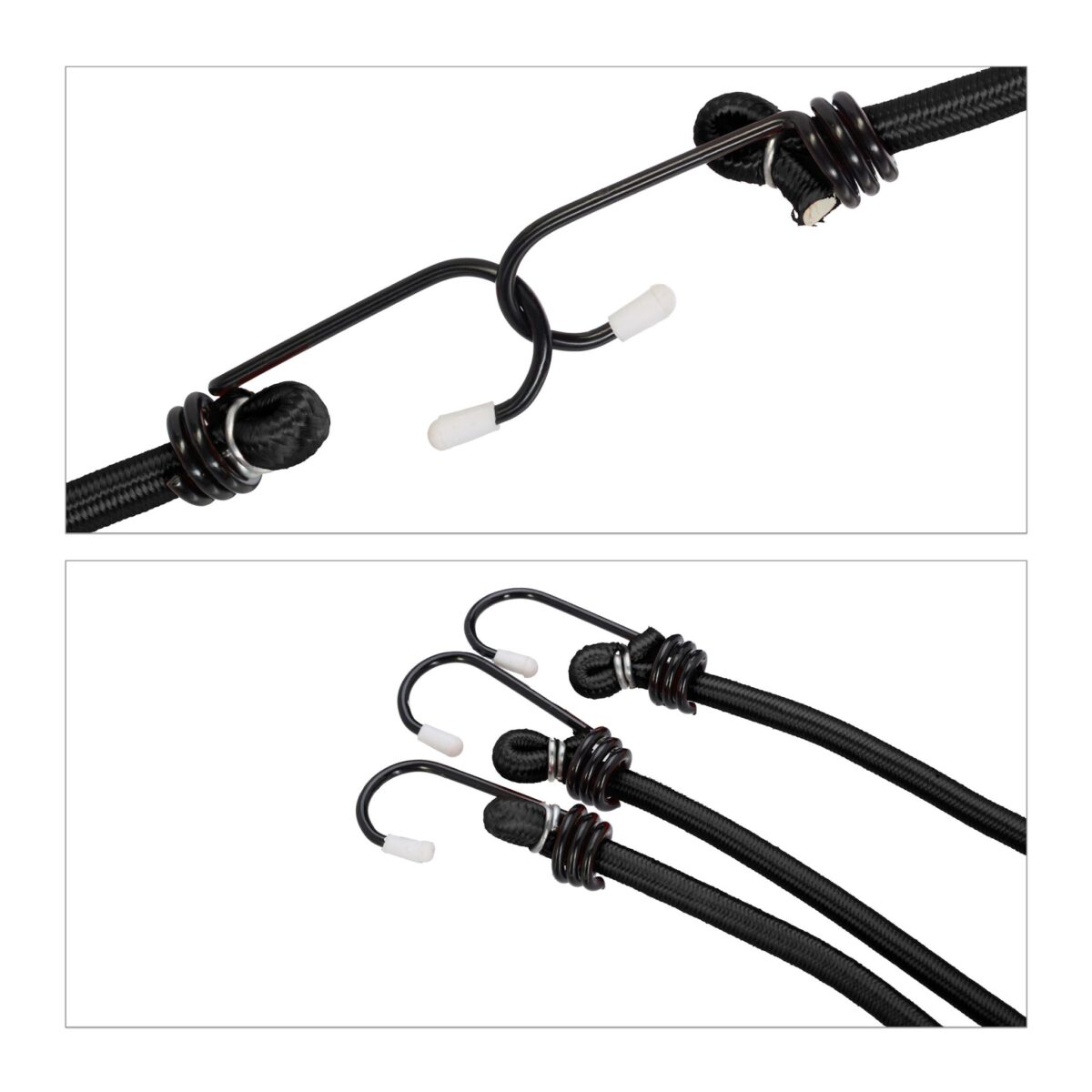 Set 24 cordoane elastice cu carlig/spanngummi, negru, Relaxdays - imagine 8