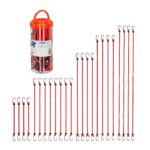 Set 24 cordoane elastice cu carlig/spanngummi, rosu, Relaxdays