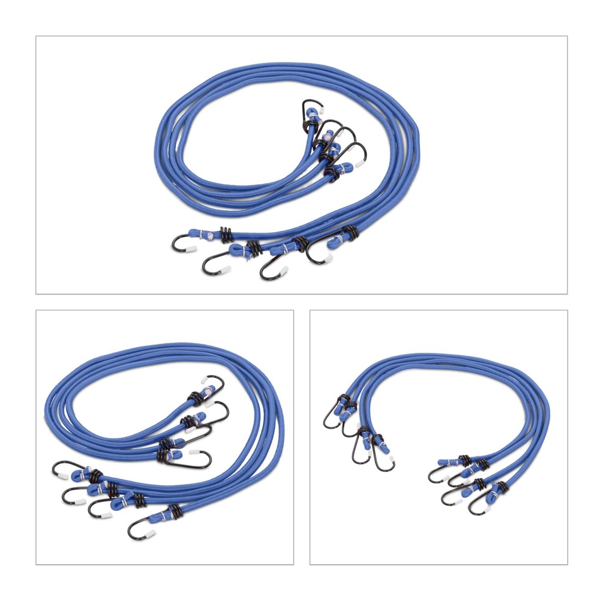 Set 24 cordoane elastice cu carlig/spanngummi, albastru, Relaxdays - imagine 6