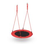Leagan tip cuib pentru gradina, copii si adulti, ⌀ 90 cm, rosu, Relaxdays