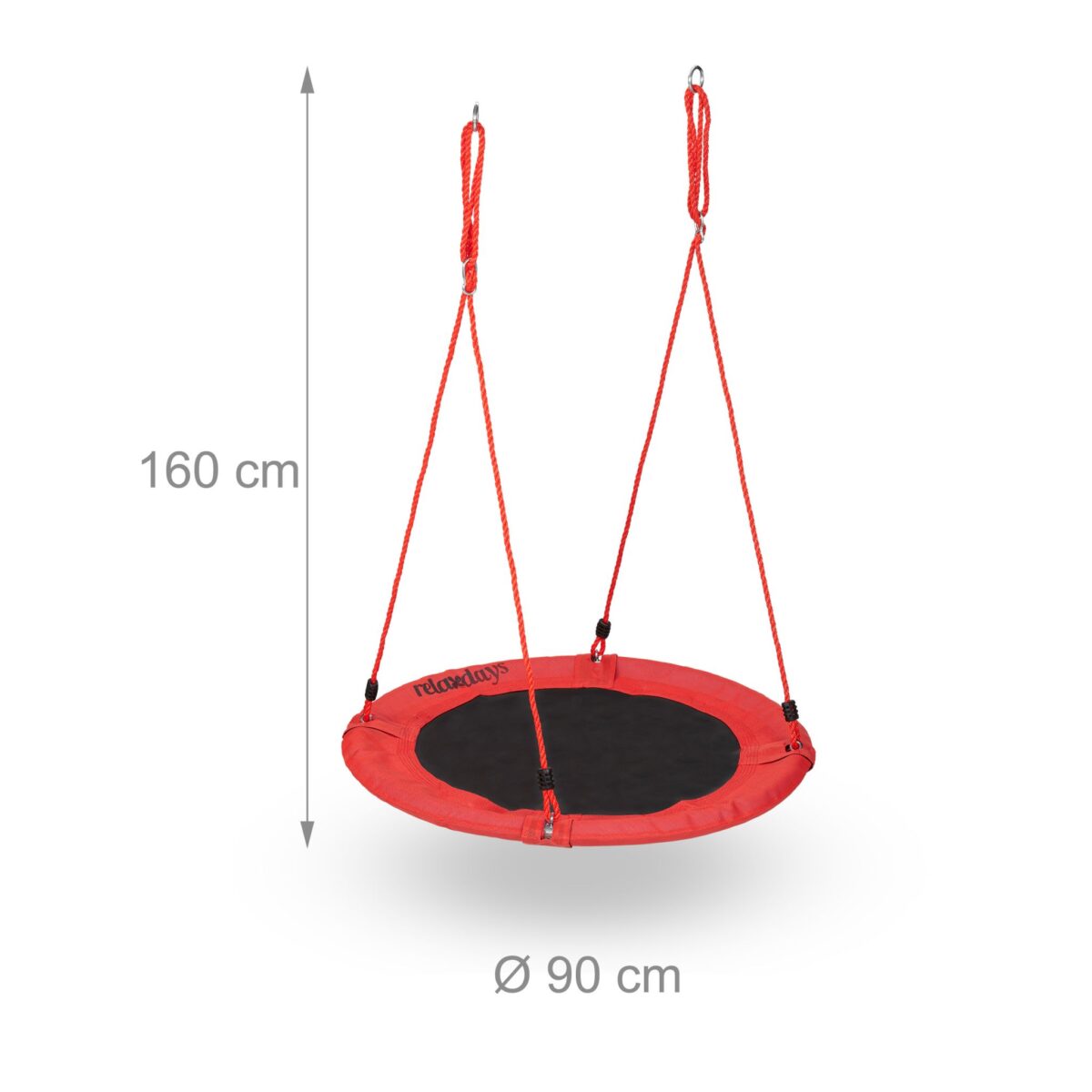 Leagan tip cuib pentru gradina, copii si adulti, ⌀ 90 cm, rosu, Relaxdays - imagine 4