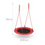 Leagan tip cuib pentru gradina, copii si adulti, ⌀ 90 cm, rosu, Relaxdays - imagine 4