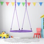 Leagan tip cuib pentru gradina, copii si adulti, ⌀ 90 cm, rosu, Relaxdays - imagine 5