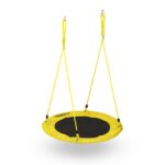 Leagan tip cuib pentru gradina, copii si adulti, ⌀ 90 cm, galben, Relaxdays